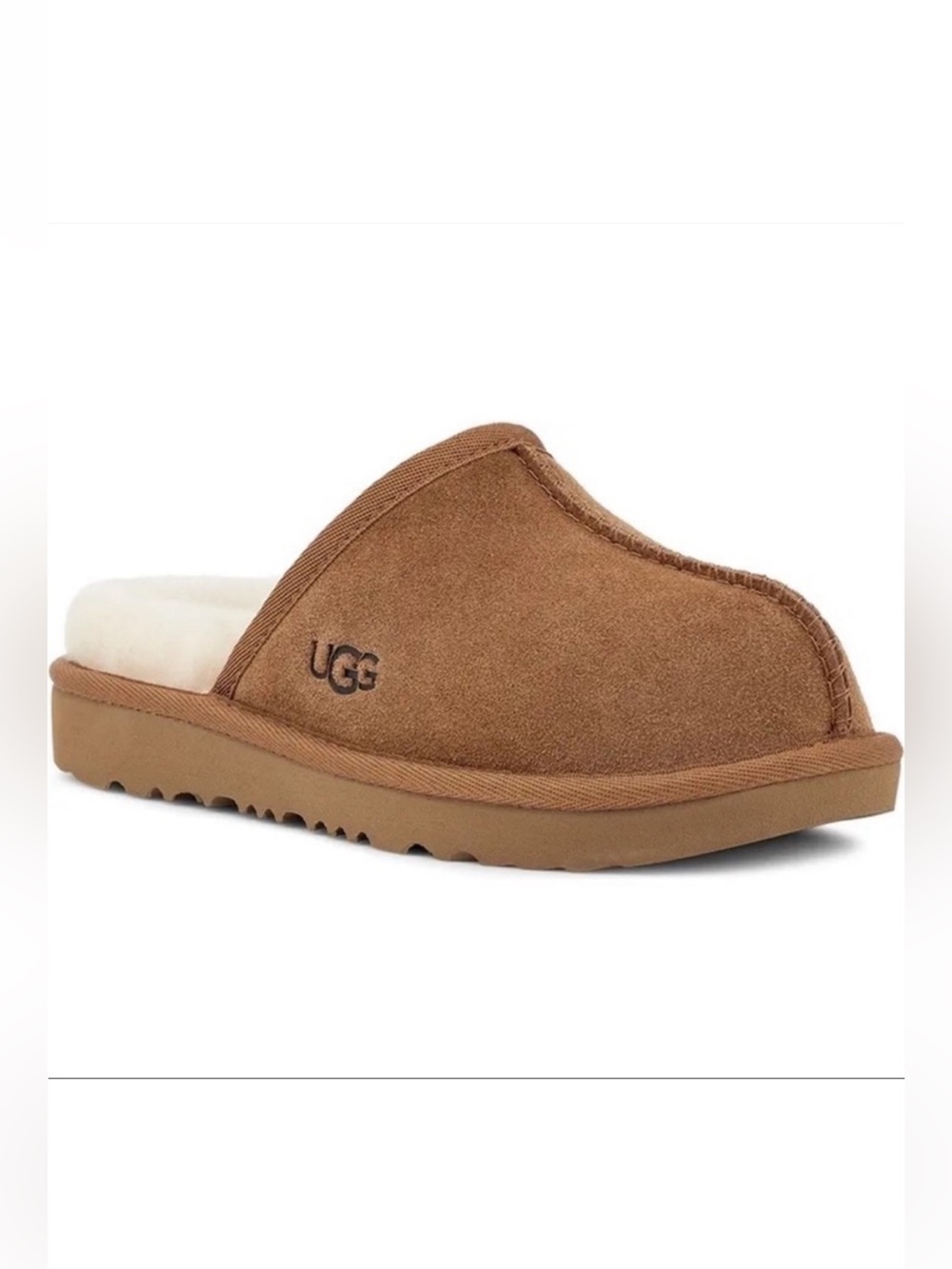 UGG Keegan Chestnut Suede Slippers 2M Big Kid Shearling Cozy Warm Indoor Outdoor